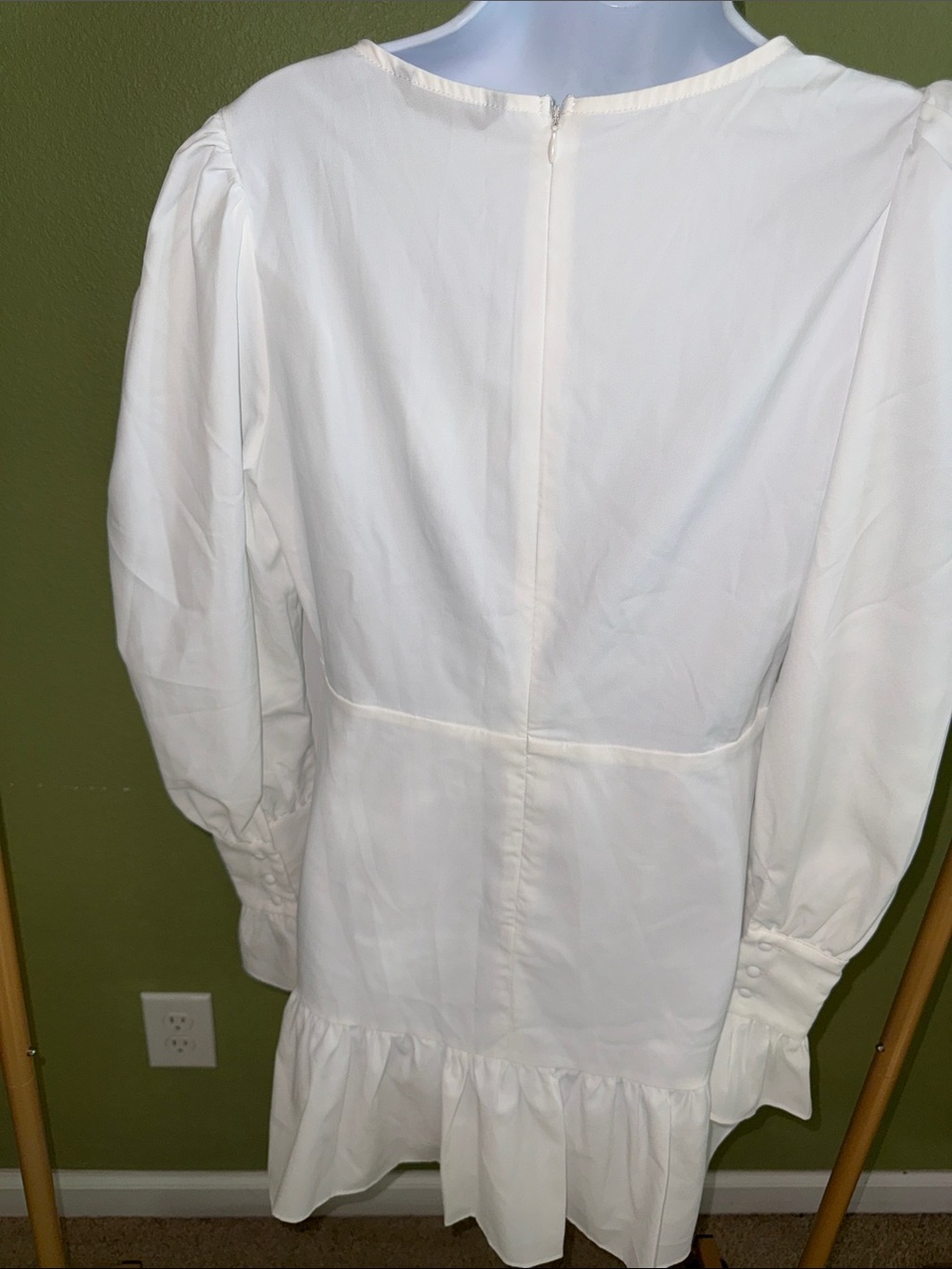 SHEIN White V-Neck Button-Front Ruffle Mini Dress - Picture 3 of 5